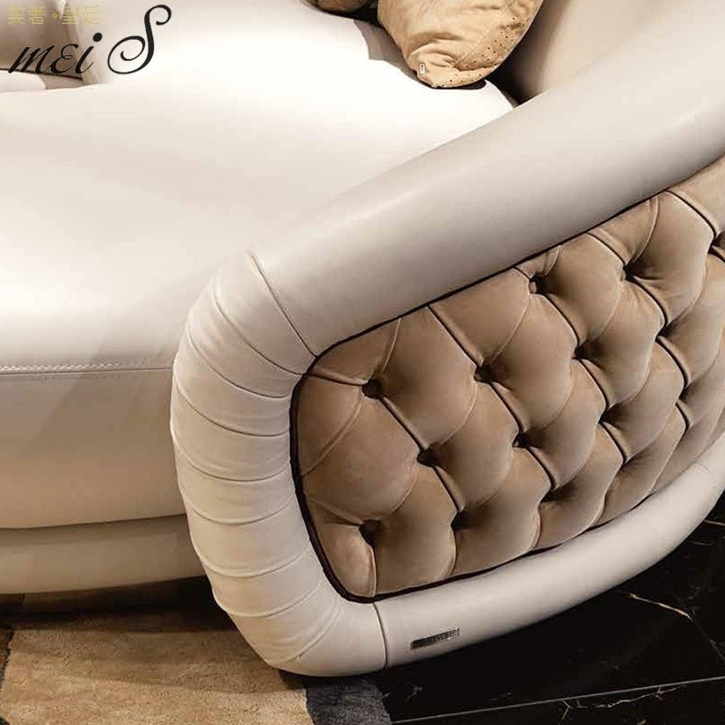 Italy Design Enclosure U-Shape Sofa for Large Spaces / Faux Leather Upholstery