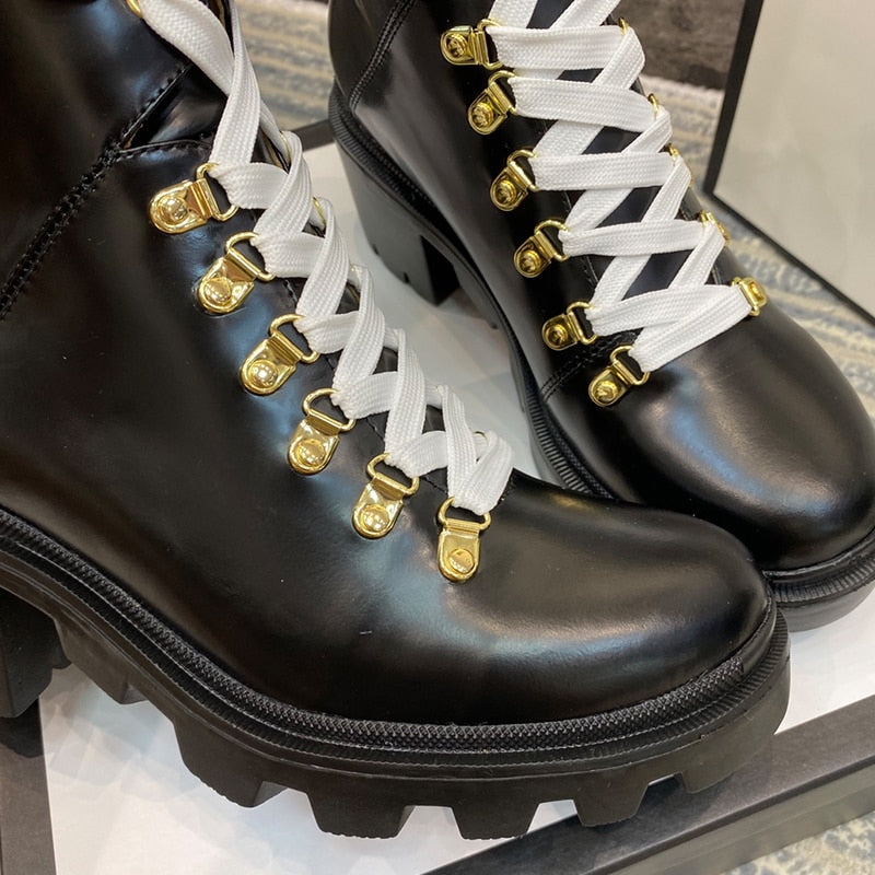 Italy new 2020 British Leather scooter thin boot for summer, zipper, middle boot, lace-up, Martine boot Girl,genuine leather