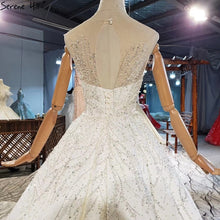 Load image into Gallery viewer, Ivory Detachable Train Mermaid High-end Wedding Gowns 2020 Sleeveless Beading Satin Bridal Gowns HX0314 Custom Made