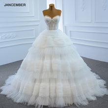 Load image into Gallery viewer, JANCEMBER White Elegant And Simple Sleeveless Sweetheart Wedding Gown 2020 Backless Tulled Tiered J67175