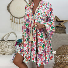 Load image into Gallery viewer, JAYCOSIN Vintage 5XL Women Summer Dress Ladies Loose Print vestidos Three Quarter Sleeve ruffles Mini beach Dress Sundress 723