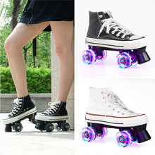 将图片加载到图库查看器,JK Quad Roller Skates Canvas Unisex Double Line Skates Adult Kid Two line Skating Shoes Led Tires Patines Casual Rollerblade