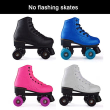 将图片加载到图库查看器,JK Adult PU Leather Quad Roller Skates Double Line Skates Two Line Skating Shoes Patines PU Flash or no Flash Wheels