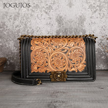 Load image into Gallery viewer, JOJUJOS Genuine Leather Crossbody Bag Female Bag Messenger Bag Vintage Carved Flower Purses and Handbags Luxury Designer Bags