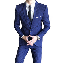 Cargar imagen en el visor de la galería, Jacket Pants Vest Men 3 Pieces Slim Casual Suit Trousers Set Male Wedding Groom Dress Business Blazers Coat Trousers Waistcoat