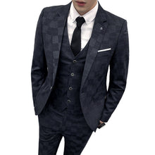 Cargar imagen en el visor de la galería, Jacket Pants Vest Men 3 Pieces Slim Casual Suit Trousers Set Male Wedding Groom Dress Business Blazers Coat Trousers Waistcoat