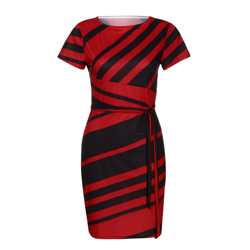 KANCOOLD dress Summer fashion Women's Working Pencil Stripe Party Casual O-Neck Mini high quality dress women 2018MA27