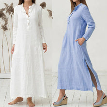將圖片載入圖庫檢視器 KANCOOLD Women's Kaftan Cotton Long Sleeve Plain Casaul Dress Oversized Maxi Long Shirt dress women 2018jul20