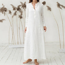 將圖片載入圖庫檢視器 KANCOOLD Women's Kaftan Cotton Long Sleeve Plain Casaul Dress Oversized Maxi Long Shirt dress women 2018jul20