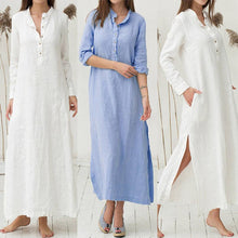 將圖片載入圖庫檢視器 KANCOOLD Women's Kaftan Cotton Long Sleeve Plain Casaul Dress Oversized Maxi Long Shirt dress women 2018jul20