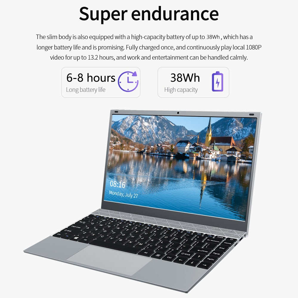 KUU XBOOK 14.1 Inch 8GB DDR4 RAM 128G 256G SSD Windows 10 Included Laptop Intel J4115 Quad Core Keyboard Student Notebook
