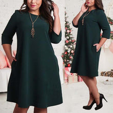 將圖片載入圖庫檢視器 L-6XL Big Size Dresses Office Ladies Plus Size Casual Loose Autumn Dress Pockets Green Red Fashion Dress Vestidos Women Clothes