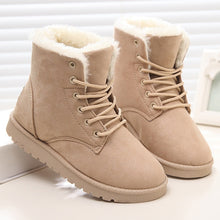 将图片加载到图库查看器,LAKESHI Plush Snow Boots Women Ankle Boots For Women Boots Female Winter Boots Winter Shoes Woman Fur Warm Lace Up Flat Booties