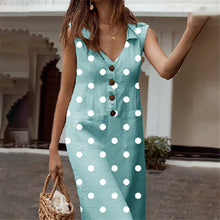 Load image into Gallery viewer, LASPERAL 2020 Summer Women's Dress Dot Print Boho Dress Feminine Turn-down V-neck Linen Dress Button Pocket Dress Vestido