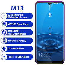 Load image into Gallery viewer, LEAGOO M13 4GB RAM 32GB ROM Mobile Phone Android 9.0 6.1" Waterdrop Screen MTK6761 Quad Core Fingerprint Face ID 4G Smartphone