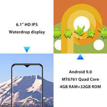 Load image into Gallery viewer, LEAGOO M13 4GB RAM 32GB ROM Mobile Phone Android 9.0 6.1" Waterdrop Screen MTK6761 Quad Core Fingerprint Face ID 4G Smartphone