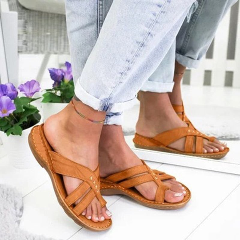 Ladies Gladiator Sandals Fashion Roman Slope Heel Comfortable Slippers Low Heel Beach Shoes Casual Slippers Sandalia 2021