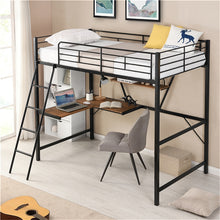 Load image into Gallery viewer, Loft Bed with L-shaped Desk,Shelf,Stairs,Slide.Mental Frame Assembled Twin Size Bed with Storage Space Living Room Furniture