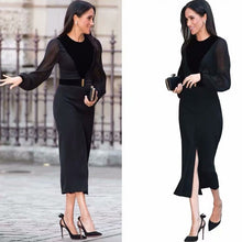 Load image into Gallery viewer, Long Dress Designer High Quality Autumn New Women's Fashion Work Party Sexy Sexy Elegant Chic Pencil Black Long Sleeve Dresses