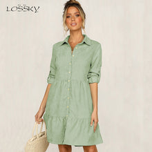 將圖片載入圖庫檢視器 Lossky Shirt Dress Long Sleeve Women Autumn Office Work Dress Chic Button White Black Ladies Slim Midi Dresses 2020 Clothes