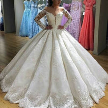 Load image into Gallery viewer, Lover Kiss Vestido De Noiva Princess Deep V Neck Lace Ball Gown Wedding Dresses Long Sleeve Vintage Bridal Gowns Robe de mariee
