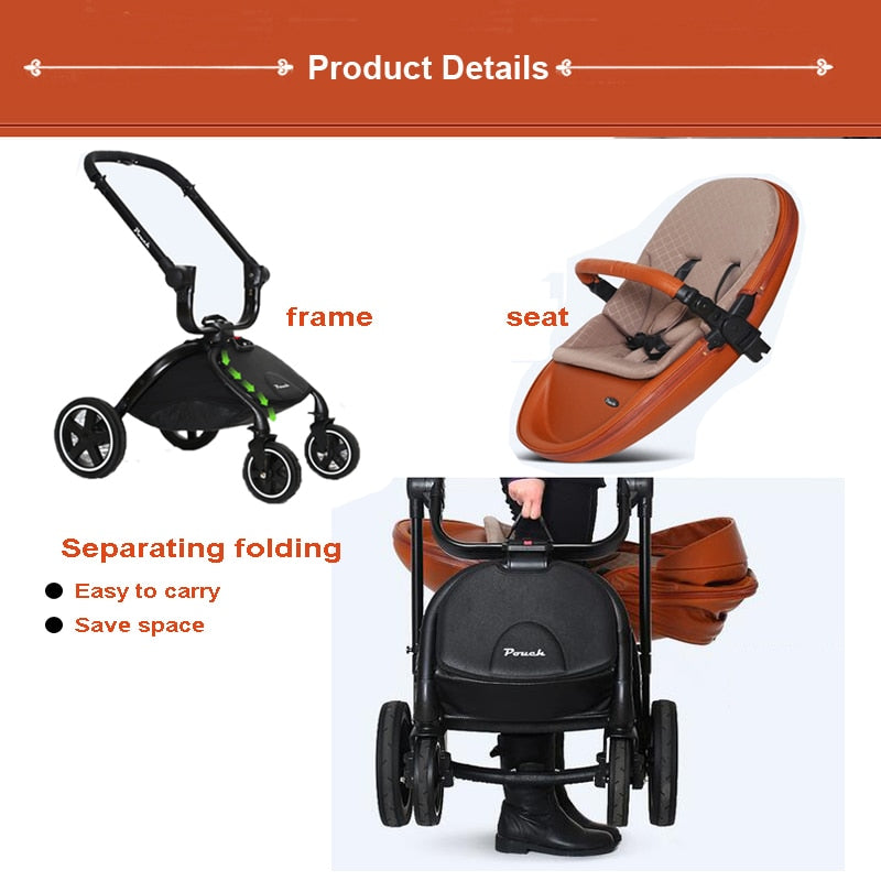 Luxury Baby Prams 3 in 1 Cart , Baby Stroller / Puchair + Independent Bassinet + Safety Car Seat