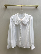 将图片加载到图库查看器,Luxury Brand Blouse Women 2021 Early Spring New Elegant Commuter Versatile Peter Pan Collar Silk Shirt Solid Long Sleeve Shirts