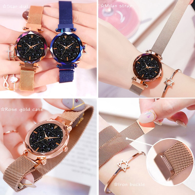 Luxury Women Watches 2019 Ladies Watch Starry Sky Magnetic Waterproof Female Wristwatch Luminous relogio feminino reloj mujer