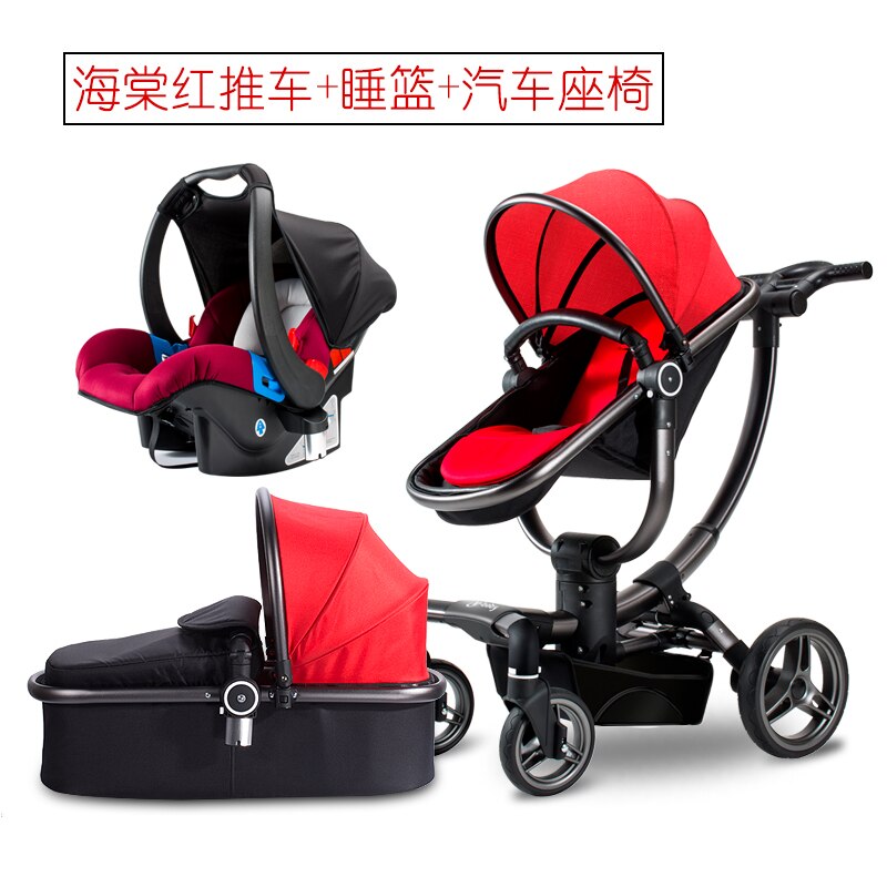 Luxury and High Landscape Baby Stroller Can Sit Foldable Pram Two-way Shock Absorbers Baby Carriage with Safety Car Seat