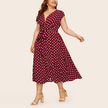 将图片加载到图库查看器,MISSOMO 5XL Women's Polka Dot Casual Plus Size Long Maxi Dress Printed Button Belt summer Dress women clothes 2019 621