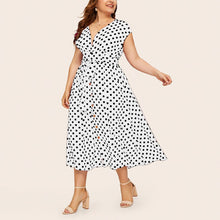 将图片加载到图库查看器,MISSOMO 5XL Women's Polka Dot Casual Plus Size Long Maxi Dress Printed Button Belt summer Dress women clothes 2019 621