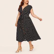 将图片加载到图库查看器,MISSOMO 5XL Women's Polka Dot Casual Plus Size Long Maxi Dress Printed Button Belt summer Dress women clothes 2019 621