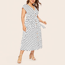 将图片加载到图库查看器,MISSOMO 5XL Women's Polka Dot Casual Plus Size Long Maxi Dress Printed Button Belt summer Dress women clothes 2019 621