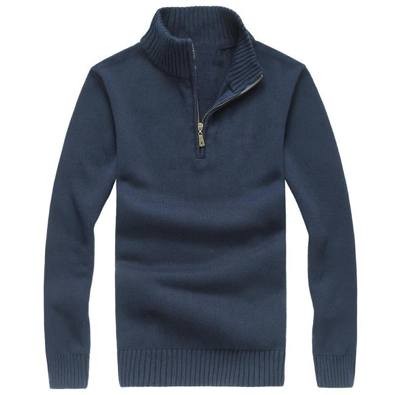 Men's Small Horse Half Zipper 100% Cotton Sweaters Jumper Hombre Pullover Pony Sweaters Pullovers Knitted Male Sweaters