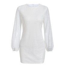 Cargar imagen en el visor de la galería, Melegant Sequined Sexy Bodycon Party Silver Dress Women Long Sleeve Mini Feminine Autumn Winter 2019 Dresses Vestidos