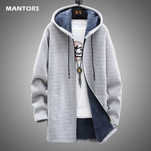將圖片載入圖庫檢視器 Men Sweater Fleece Cardigan Winter Jacket Men's Slim Sweaters Winter Long Hooded Sweater Thick Warm Coat 2020 Mens Clothing