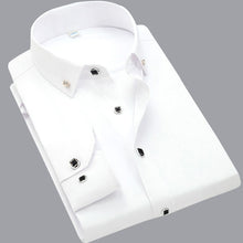 Cargar imagen en el visor de la galería, Men's Button Up Shirts Cotton Long Sleeve Solid White Anti Wrinkle Non Iron Korean Slim Formal Business Standard-fit Dress Shirt