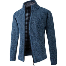 將圖片載入圖庫檢視器 Men's Cardigan Sweater 2021 Fall Winter Thicken Warm Zip Sweater Pullover Stand Collar Cardigan Jacket Slim Casual Sweater Men