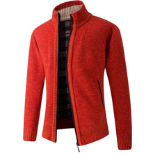 將圖片載入圖庫檢視器 Men's Cardigan Sweater 2021 Fall Winter Thicken Warm Zip Sweater Pullover Stand Collar Cardigan Jacket Slim Casual Sweater Men