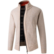 將圖片載入圖庫檢視器 Men's Cardigan Sweater 2021 Fall Winter Thicken Warm Zip Sweater Pullover Stand Collar Cardigan Jacket Slim Casual Sweater Men
