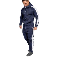 Cargar imagen en el visor de la galería, Men's Casual Stitching Tracksuit Long Sleeve Zipper Hooded Sweatshirt Pants Sets Winter Jogging Sports Warm Hoodies Suit#Z