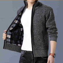 Charger l'image dans la galerie, Men's Fleece Cardigan Sweater Fall/Winter Thermal Jacket Zip Knit Sweater Trend Casual Jacket plus size M-4XL