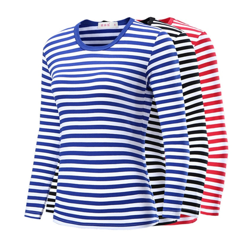 Unisex Striped Sweater Men clothing harajuku Women's Slim Fit cotton Stripe Long sleeve Plus Size fashion T-shirts top
