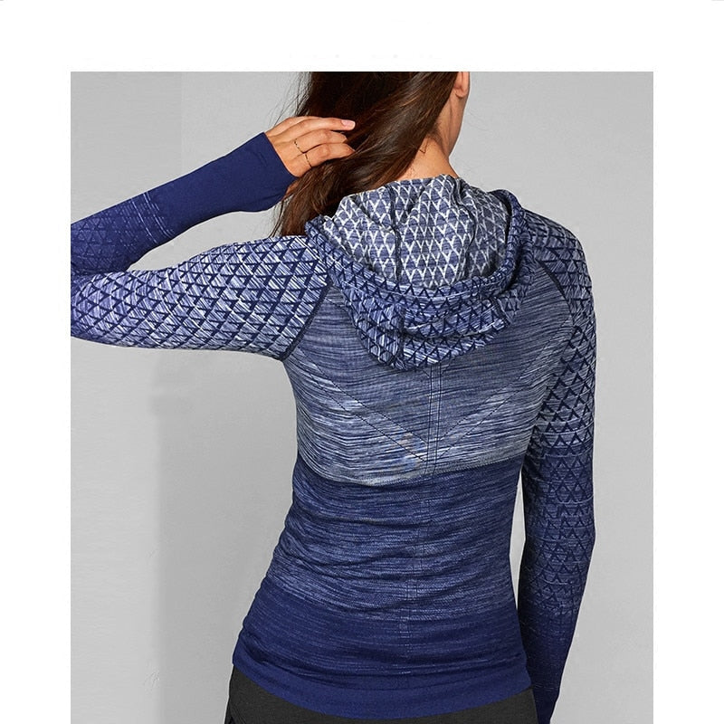 Mermaid Curve Women's Hooded Running Jacket Long Sleeve Sportswear Quick Dry Tracksuit Women Running Jacket