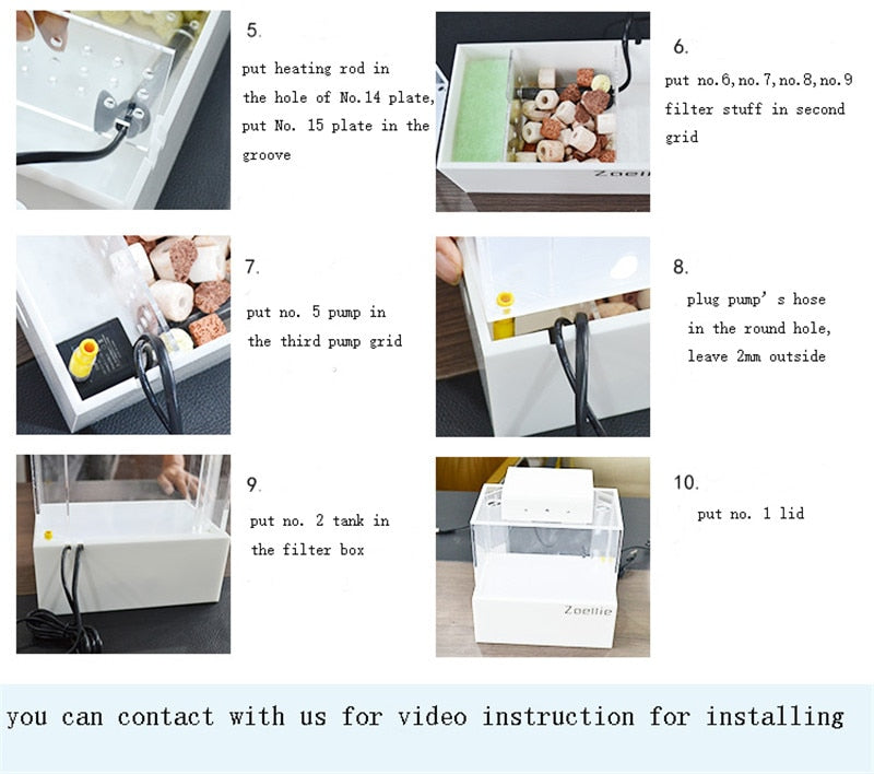 Mini aquarium fish tank dry wet separated bottom filter pump box tropical small fish tank with heating rod LED light