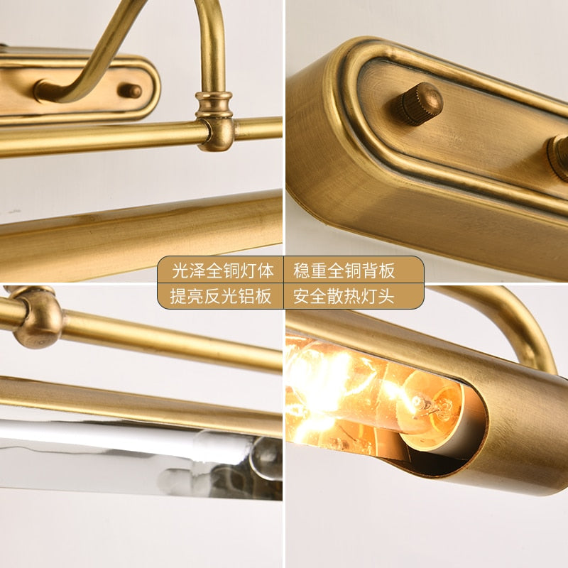 Mirror copper Led light makeup led Headlamp long Wall Lamp for dressing room Bedside Wall Lamp Hallway Bathroom mirror light