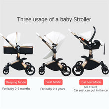 將圖片載入圖庫檢視器 Multi-functional Luxury Baby Stroller 4 in 1 High Landscape Stroller Gold Frame PU Pram Two-way Car Seat Newborn Bassinet