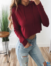 將圖片載入圖庫檢視器 Women's Crop Hoodie Pull Over Plain Casual Short Hooded Sweat Shirt Top Hot Sweater Female