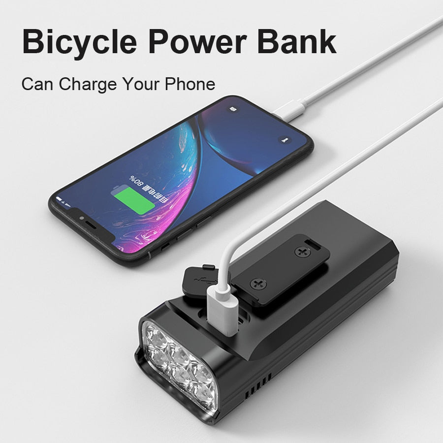 NEWBOLER Bike Light 3600 Lumens USB Chargeable Aluminum MTB Bicycle Light Set 5200mAh With Power Bank Headlight Bike Accessories