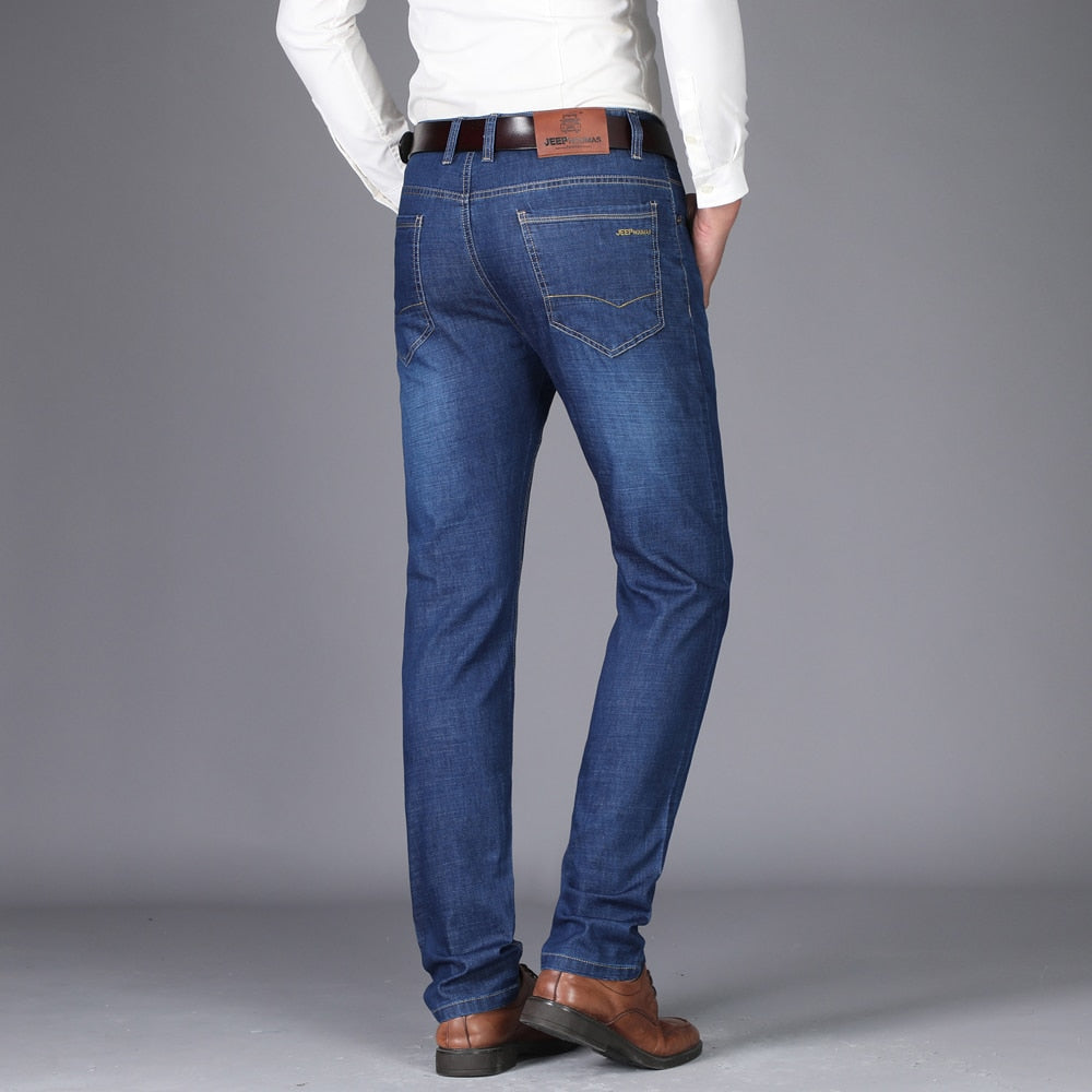 NIGRITY Man jeans 2019 New Fashion business Casual Denim Pants Men Straight cut slight stretch trousers large size 29 42 4 color